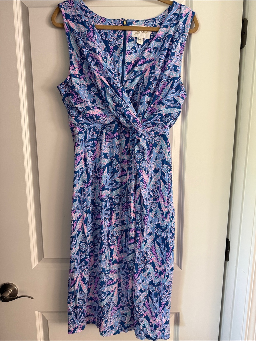 Never Worn! Lilly Pulitzer Blue Floral Twist-Front Sleeveless Dress